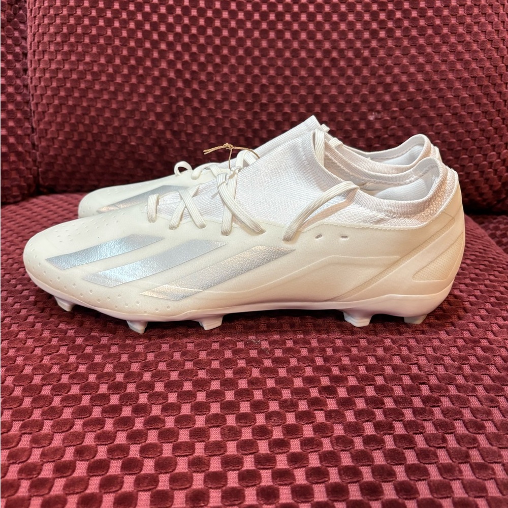 Adidas X Crazyfast League FG Soccer Cleats IG9117 White / Silver Men Size 13